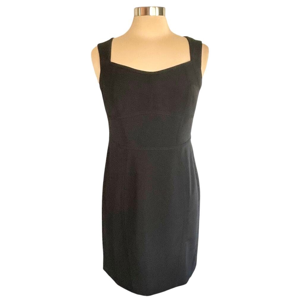 Ann Taylor Black Sleeveless Sheath Dress Women Sz 8‎ Petite Quiet Luxury Elegant